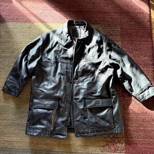 Men's Classic Field Gear Black Leather Jacket size Large
